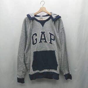 ◇ ⊇ GAP ギャップ ロゴ刺繍 長袖 スウェットトレーナー サイズXL グレー系 レディース メンズ E