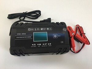 1円スタート Seimituseizou 鉛蓄バッテリー充電器 パルス充電器 12V 24V用 トリクル充電 修理充電 LCD画面 JPADC-80 ブラック A10568