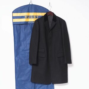 MG9512◎ラルフローレン RALPH LAUREN RUGBY 上衿ベロア メルトンウール チェスタフィールドコート ロングコート 42L ガーメントケース付