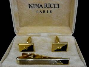 ◎№4080◎■良品■ニナリッチ【NINA RICCI】【ゴールド】■カフス＆ネクタイピン セット♪