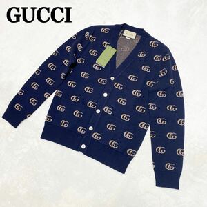 1円〜新品未使用 GUCCI グッチ カーディガン ニット GG柄 ネイビー