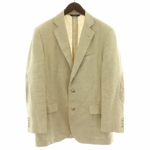 ブルックスブラザーズ BROOKS BROTHERS 1818 IRISH LINEN テーラードジャケット サイドベンツ エルボーパッチ 麻 2B 38 M ベージュ