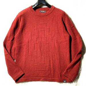 CAPTAINS HELM★名作★NATIVE UNEVEN KNIT★チマヨ ネイティブ柄 立体編み ニットセーター くすみ赤 レンガ M キャプテンズヘルム