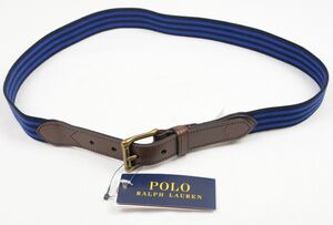 ●POLO RALPHLAURENポロラルフローレンカジュアルベルト(黒＆青＆茶,34(86)（実質86cm～96cm))新品