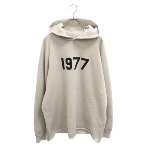 FOG Essentials フィアオブゴッド エッセンシャル 1977 KNIT HOODIE フロントロゴ ニットフーディ プルオーバーパーカー ベージュ