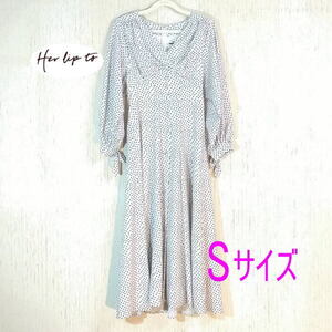 【タグ付き】Lyon Polka-Dot Long Dress　長袖　水玉　vanilla　ワンピ－ス　Her lip to