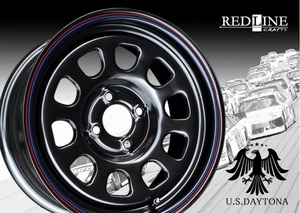 ★ U.S.Daytona ★ 15x7.0J オフセット+30 PCD100　ブラック色　ホイール4本セット　カスタム/チューニングサイズ