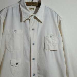 [左右非対称 ガチャポケ] 19740円 THE Y.M.WALK ON [WORK SHIRT WITH TINSTRAP 38] 40s チンストラップ ワークシャツ YM ウォークオン