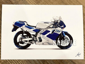 ヤマハ TZR250 3MA バイクイラスト ハガキサイズ プリント No.5B