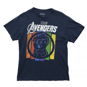 【期間限定SALE】USA 古着 半袖 サノス Tシャツ AVENGERS ネイビー 紺 メンズMサイズ MARVEL マーベル アベンジャーズ 古着卸 BA1462