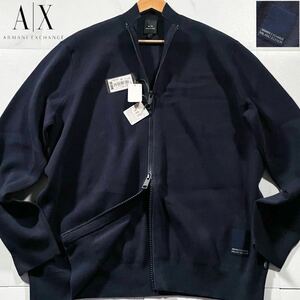 新品タグ付き/XLサイズ●アルマーニ エクスチェンジ ドライバーズニット ジャケット ブルゾン ARMANI EXCHANGE ダブルジップ ロゴワッペン