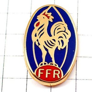 ピンバッジ・ラグビーの球ニワトリ雄鶏フランス国鳥 FFR FEDERATION-FRANCAISE-RUGBY FRANCE◆フランス限定ピンズ