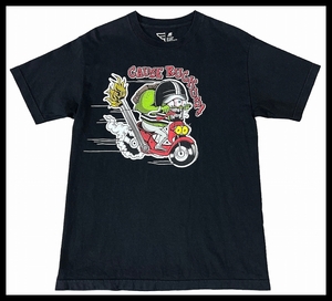 送無 G② GAUSE RUCKUS 三つ目 モンスター HOTROD ホットロッド バイク バイカー 旧車 プリント 半袖 Tシャツ カットソー 黒 ブラック M