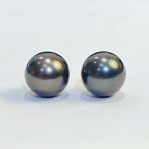 K14WG 黒蝶 タヒチ ブラックパール ピアス レディース アクセサリー 本真珠 未使用品