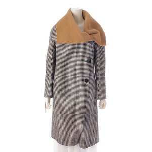 【マックスマーラ】Max mara　千鳥格子 ヴァージンウール アルパカ コート ブラック×ホワイト 36 【中古】【正規品保証】200625