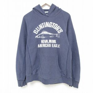 M/古着 アメリカンイーグル American Eagle 長袖 スウェット パーカー メンズ 魚 ラグラン 薄紺 ネイビー 24may18 中古 スエット トレーナ