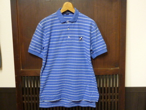 USA古着　Polo Ralph Lauren ポロシャツ　M 80s 90s ラルフローレン　青　白　半袖　ボーダー　鹿の子