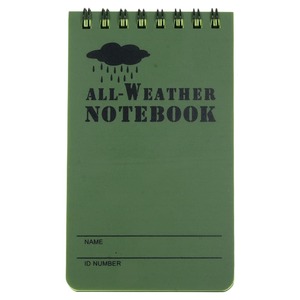 防水メモ帳 ALL WETHER NOTE BOOK サイズ約130×75mm 耐水ペーパー [ グリーン / 無地 ] ノート