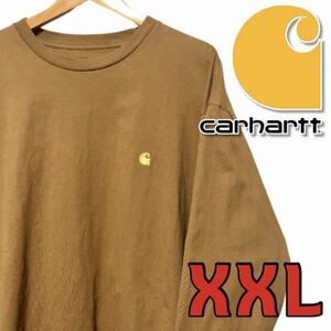 美品 Carhartt WIP オーバーサイズ BIG Tシャツ XXL カーハート ワークインプログレス メンズ ロンT 長袖 ベージュ トップス 中古【4929】F