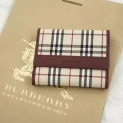 未使用品　BURBERRY LONDON 折り財布　ノバチェック　レッド