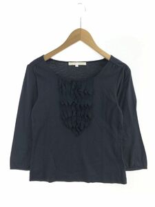 NATURAL BEAUTY ナチュラルビューティー フリル カットソー size36/濃紺 ■■ ☆ eab5 レディース