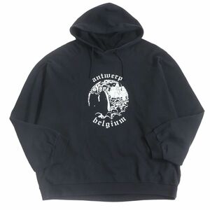 美品□21SS RAF SIMONS/ラフシモンズ アーカイブ リダックス アントワーププリント オーバーサイズ スウェットパーカー/フーディー 黒 2