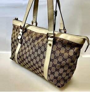 GUCCI グッチ 141470 02026 ハンドバッグ 手提げ鞄 ブラウン 型押しロゴ ショルダーバッグ　トートバッグ