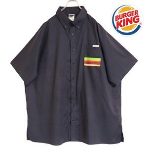 5598/BURGER KING 半袖ワークシャツ 4XL●洗濯プレス済●バーガーキング ハンバーガーモチーフカラーリングポケット ユニフォーム古着