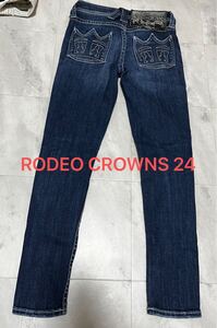 RODEO CROWNS ロデオクラウンズ ストレッチ スキニー ジーンズ デニム パンツ レディース 24 ビッグパッチ　ホワイトステッチ