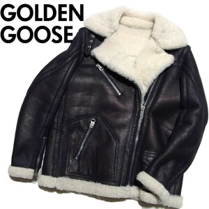 定価35万 GOLDEN GOOSE ゴールデングース ムートン レザー ライダース ジャケット XS 黒 ブラック G27D045.A1