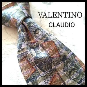 新品未使用品 VALENTINO CLAUDIO シルク ネクタイ 壺柄 グリーン系 ビジネス プライベート 500円スタート