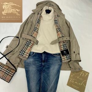 大きいサイズ◆美品◆バーバリー◆BURBERRY 44/13号/XL-3L メガチェックコンビ☆中綿キルティングベストライナー3wayマルチモッズコート