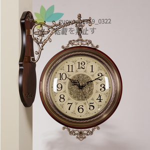 極美品 ヨーロッパの両面時計　復古　デコレーション 簡約　豪華　時計 「室内芸術」