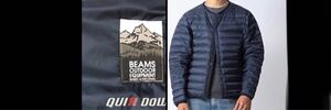 貴重★別注★Marmot×BEAMS★ダウン ジャケット★メンズ L★紺★パーカー&ノーカラー 2WAY★フード 脱着可能★マーモット ビームス★美中古