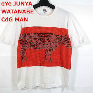 【古着】ジュンヤワタナベマン　apartコラボ牛Ｔシャツ　JUNYA WATANABE COMME des GARCONS MAN　サイズＳ　白赤黒