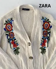 ZARA embroidery cardigan ニットカーディガン