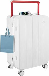 【大特価】スーツケース 大容量 キャリーケース 超軽量 ピュアPC材質 USB 耐衝撃 静音 360度回転 TSAロック搭載(ホワイト, 24インチ/65L)