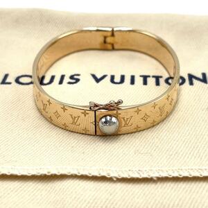 No.195 超人気！美品☆LOUISVUITTON ルイヴィトン カフナノグラム バングル ブレスレット M00254 ピンクゴールド Mサイズ レディース