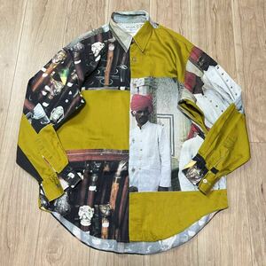 ★送料360円★激レア 80-90s Paul Smith LONDON ポールスミス ロンドン 長袖シャツ 転写 総柄 アメリカンジャケット期 サイズM R-5719