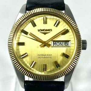 ☆1000円スタ!☆LONGINES CONQUEST AUTOMATIC 18Kベゼル 自動巻き ロンジン コンクエスト 簡易動作確認済 メンズ 腕時計 WristWatch RL TT3