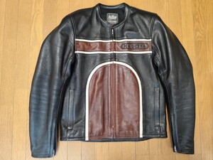 美品 KADOYA CHASER ライダースジャケット Mサイズ ブラック/ブラウン カドヤ レザージャケット カフェレーサー ネオクラシック ビンテージ