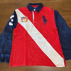 【RALPH LAUREN/ラルフローレン】ラガーシャツ　長袖ポロシャツ　Sサイズ/140㎝（8）　ビッグポニー　中古