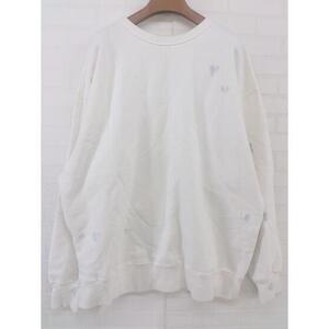 ◇ BEAMS フェードルーズ シルエット 染み込みペイント加工 21F 長袖 スウェット トレーナー サイズXL アイボリー メンズ