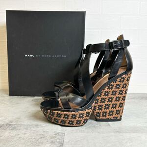 【未使用】マークジェイコブス　MARC BY MARC JACOBS サンダル レザー　ブラウン ブラック　レディース　38 S677