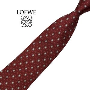 ★高級ネクタイ★LOEWE AL-ANDALUS レッドブラウン系 イタリア製 シルク ロエベ USED プレス済み ネコポス可 t1244