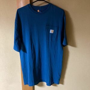 カーハート メンズ ポケットTシャツ サイズS（大きめ）　ブルー（グリーン） Carhartt