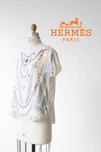 HERMES エルメス シルク切替 半袖ニットトップス size36 0117902