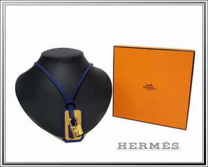 ☆美品HERMES/エルメス オーケリーGM ネックレス ヴォースイフト ネイビー×ゴールド送料税込み！