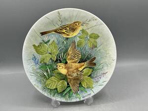 英国 ロイヤルドルトン キアオジ 鳥 花 皿 飾り皿 絵皿 (770)