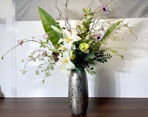 ★直接引取り限定★【福岡】造花 & 花瓶◆フラワーベース◆花器W180 H400◆全体W1050 H1110 D770◆モデルR展示品◆TS8043_Ts